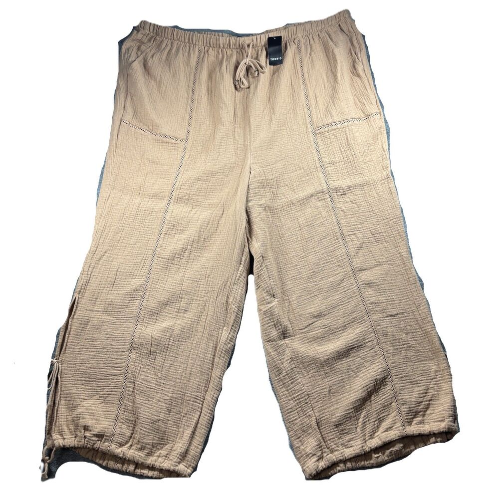 Torrid Women Pants NEW Gauze Beach Pull On High Rise Relaxed Jogger 4 4X P277